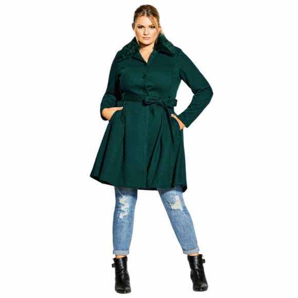 City Chic Jackets & Blazers - City Chic Jade Blushing Belle Lined Coat - NWT